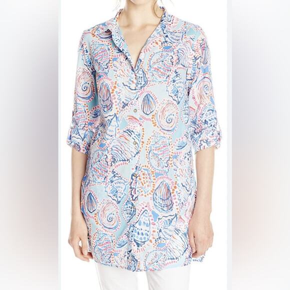 Womans Lilly Pulitzer Jupiter Island Tunic SHELL ME ABOUT IT  XXSMALL - Picture 1 of 9